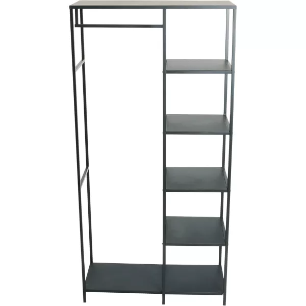 Creative CoOp Metal Shelf with 5 Shelves ampamp Rod KD Rack Black