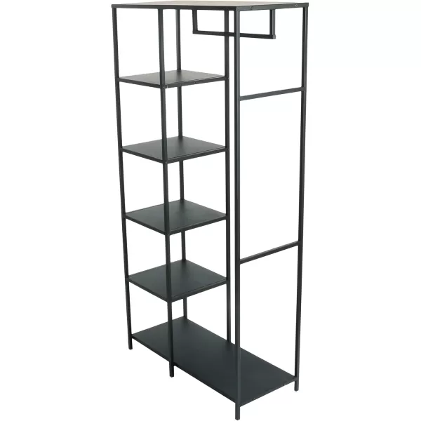 Creative CoOp Metal Shelf with 5 Shelves ampamp Rod KD Rack Black