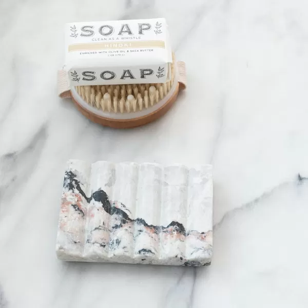 Creative CoOp Mlange Marble Soap Dish Black and Beige