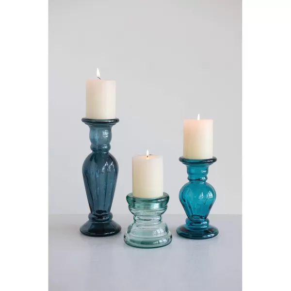 Creative CoOp Recycled Glass Candle Holder Clear