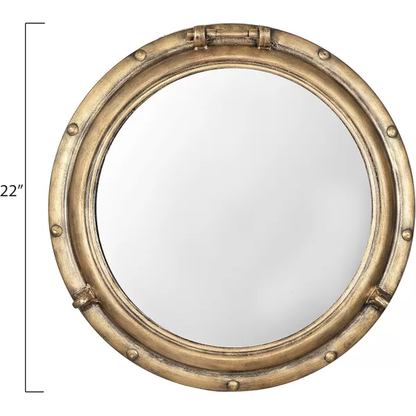 Creative CoOp Round Metal Porthole MirrorGold