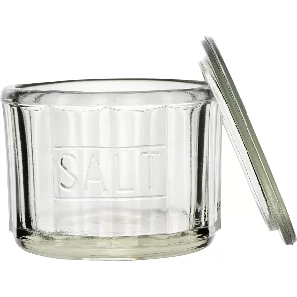 Creative CoOp Round Pressed Glass Salt Cellar