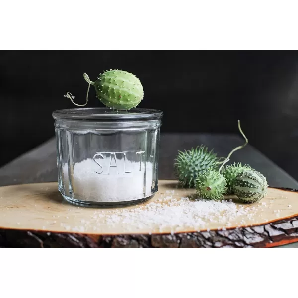 Creative CoOp Round Pressed Glass Salt Cellar