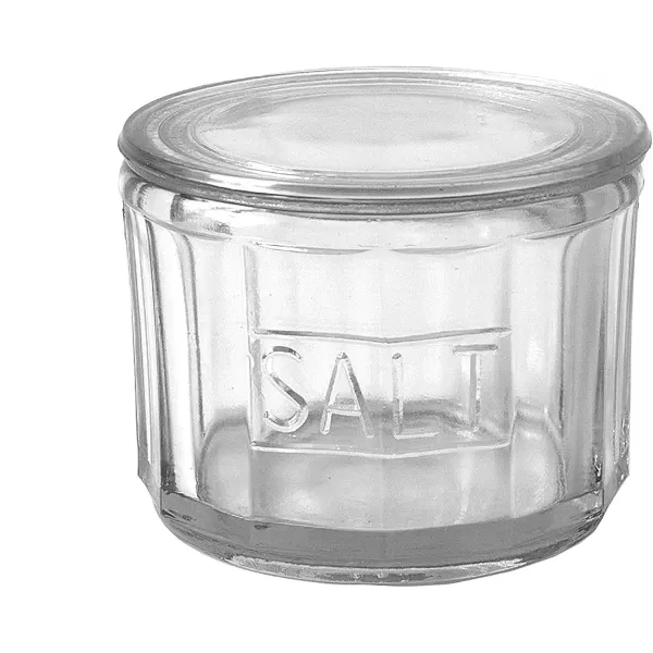 Creative CoOp Round Pressed Glass Salt Cellar