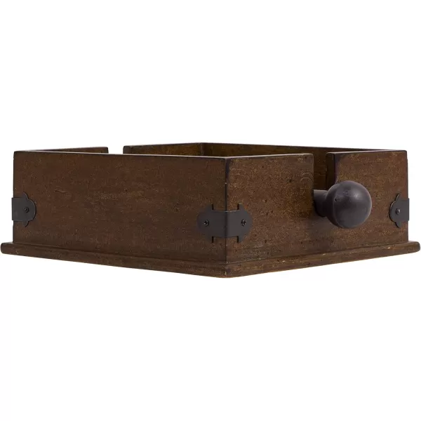 Creative CoOp Square Wood Napkin Holder with Metal BarBrown