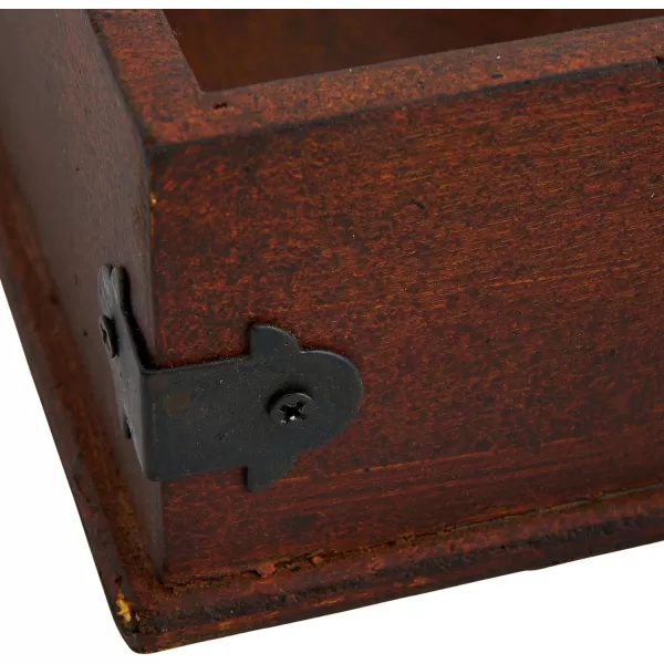 Creative CoOp Square Wood Napkin Holder with Metal BarBrown