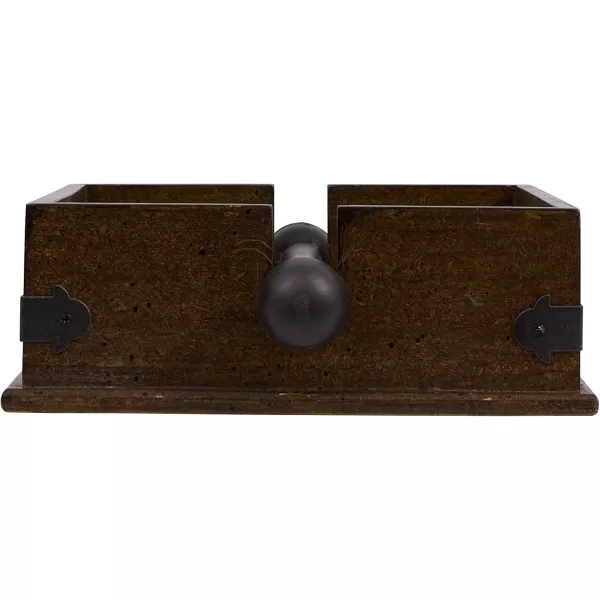 Creative CoOp Square Wood Napkin Holder with Metal BarBrown