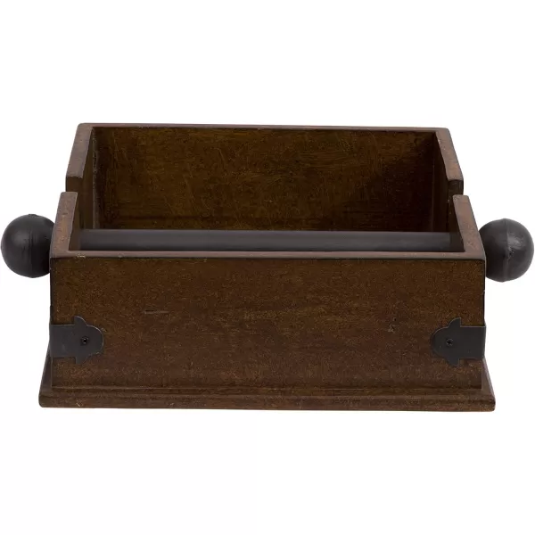 Creative CoOp Square Wood Napkin Holder with Metal BarBrown