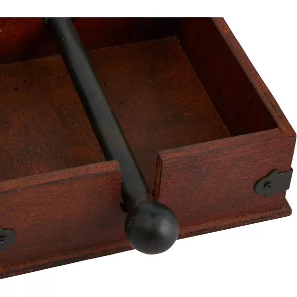 Creative CoOp Square Wood Napkin Holder with Metal BarBrown