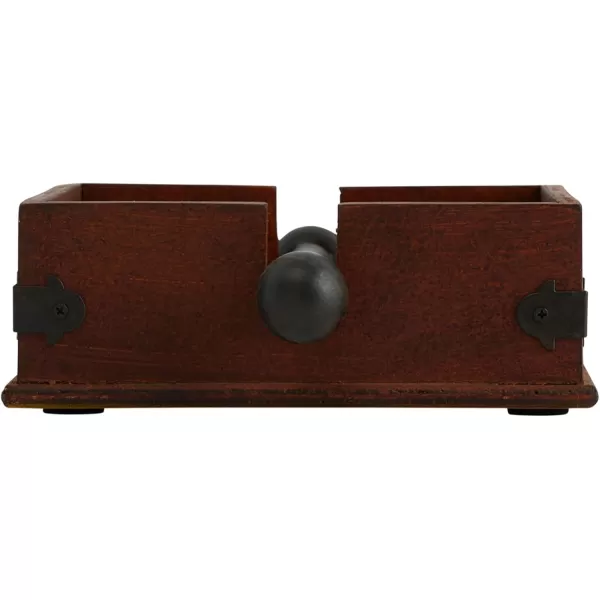 Creative CoOp Square Wood Napkin Holder with Metal BarBrown
