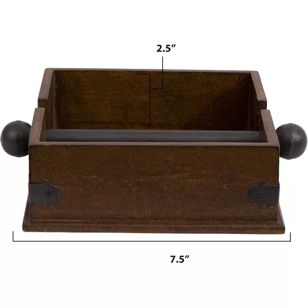 Creative CoOp Square Wood Napkin Holder with Metal BarBrown