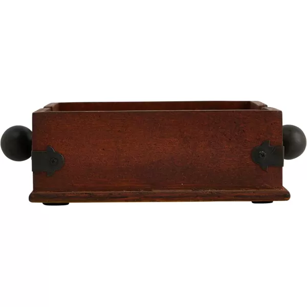 Creative CoOp Square Wood Napkin Holder with Metal BarBrown