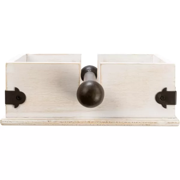 Creative CoOp Square Wood Napkin Holder with Metal BarWhite