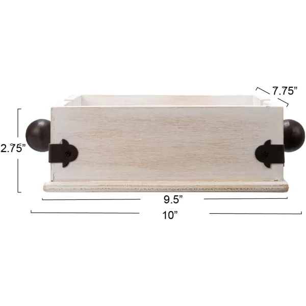 Creative CoOp Square Wood Napkin Holder with Metal BarWhite