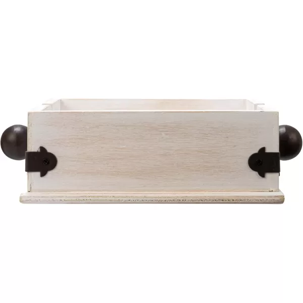 Creative CoOp Square Wood Napkin Holder with Metal BarWhite