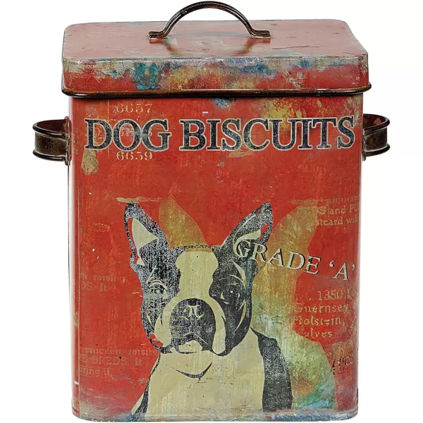 Creative CoOp Vintage Tin Dog Biscuit Container with Boston Terrier