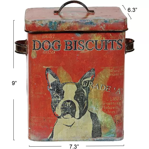 Creative CoOp Vintage Tin Dog Biscuit Container with Boston Terrier