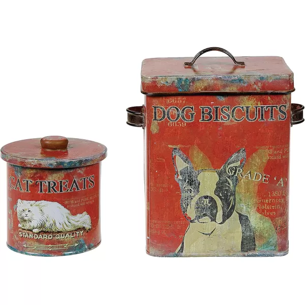 Creative CoOp Vintage Tin Dog Biscuit Container with Boston Terrier