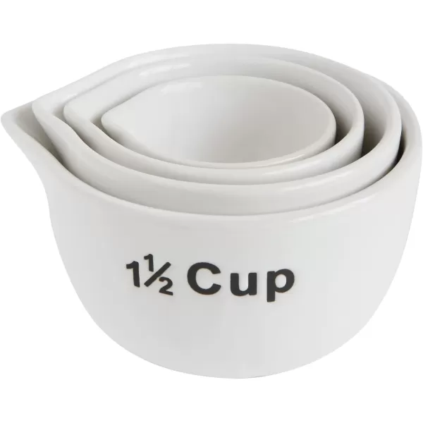 Creative CoOp White Stoneware Measuring Cups Set of 4 Sizes