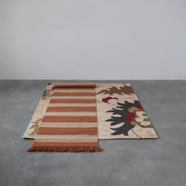 Creative CoOp Woven Jute Floral Print Multicolor Rugs 84quot L x 60quot W x 1quot H