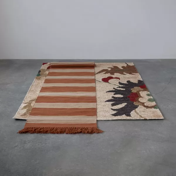 Creative CoOp Woven Jute Floral Print Multicolor Rugs 84quot L x 60quot W x 1quot H
