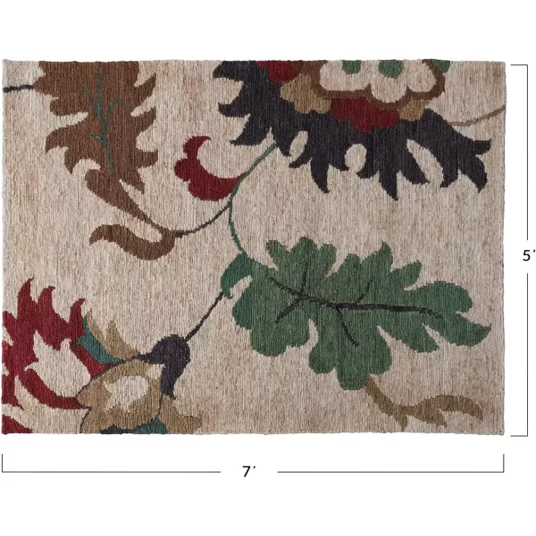 Creative CoOp Woven Jute Floral Print Multicolor Rugs 84quot L x 60quot W x 1quot H