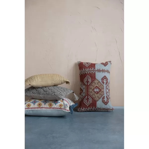 Creative CoOp Woven Wool Blend Kilim Lumbar Aztec Pattern Pillow 24quot L x 16quot W x 2quot H Multicolor