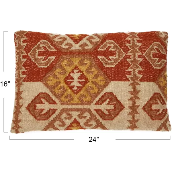 Creative CoOp Woven Wool Blend Kilim Lumbar Aztec Pattern Pillow 24quot L x 16quot W x 2quot H Multicolor