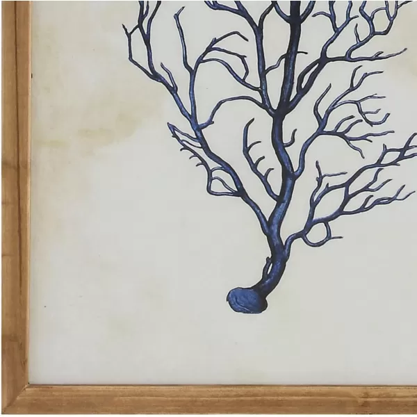 Wood Framed Wall Art with Blue Shells ampamp Coral Set of 4 Designs