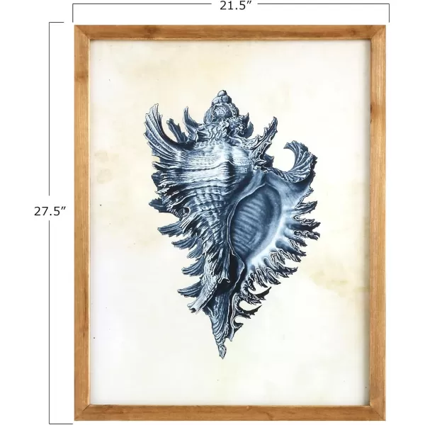Wood Framed Wall Art with Blue Shells ampamp Coral Set of 4 Designs