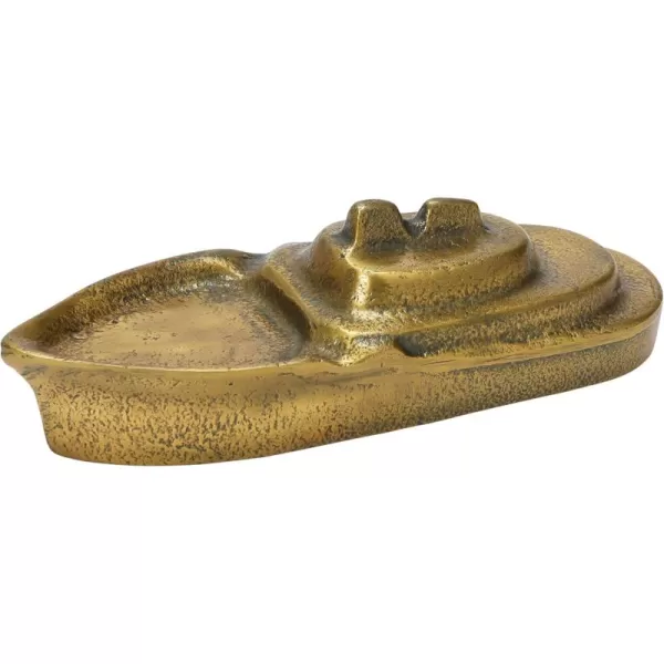 Creative CoOp Cast Aluminum Boat Antique Gold Finish Decorative Accents 9quot L x 3quot W x 3quot H