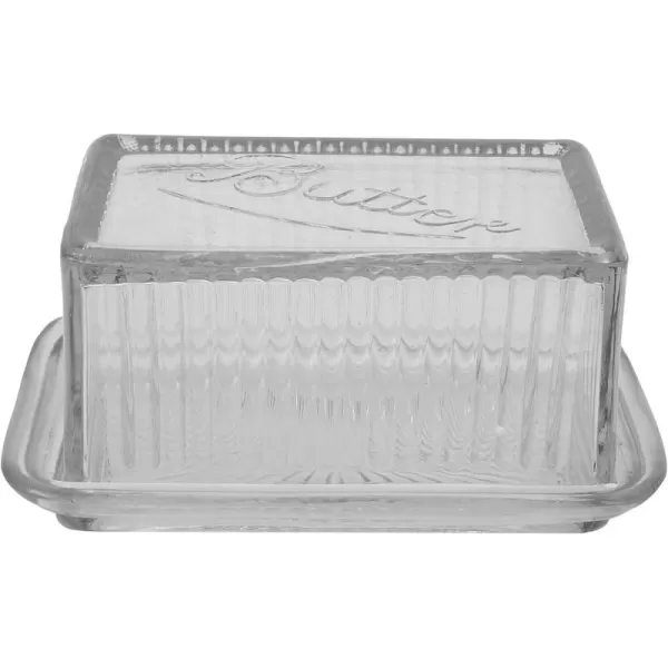 Creative CoOp Clear Pressed Glass Butter Dish with Lid