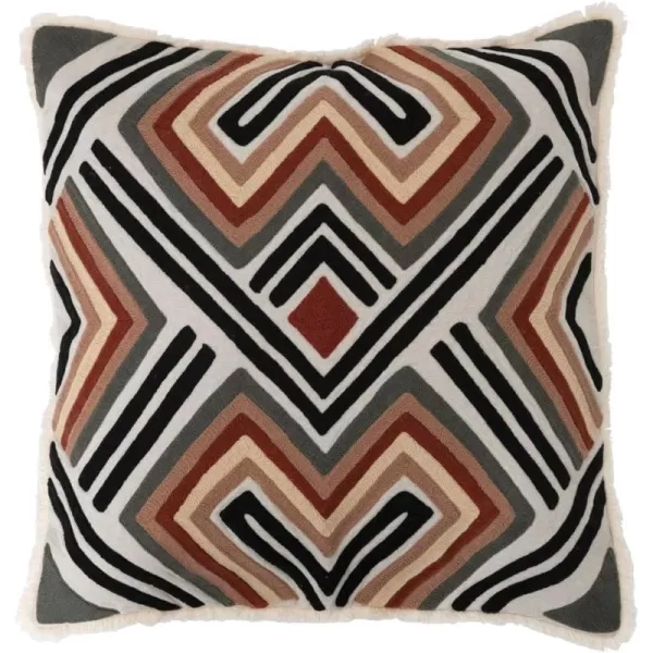 Creative CoOp Cotton Embroidered Pattern and Fringe Pillow 20quot L x 20quot W x 2quot H Multicolor