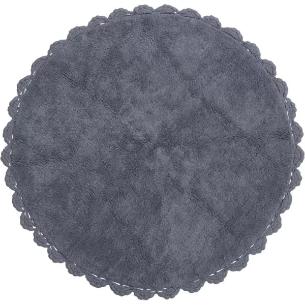Creative CoOp Cotton Tufted Crocheted and Scalloped Trim Grey Rugs 36quot L x 36quot W x 1quot H
