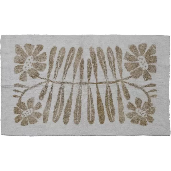 Creative CoOp Cotton Tufted Flowers Mustard Rugs 60quot L x 36quot W x 1quot H White ampamp Yellow