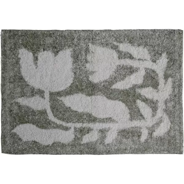 Creative CoOp Cotton Tufted Flowers Sage Rugs 36quot L x 24quot W x 1quot H Green ampamp White