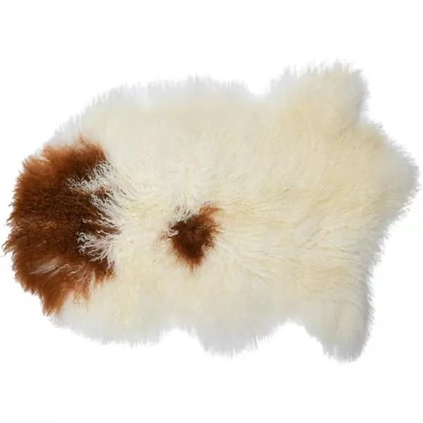Creative CoOp Creative CoOp Tibetan Lamb Fur Rug Brown and White