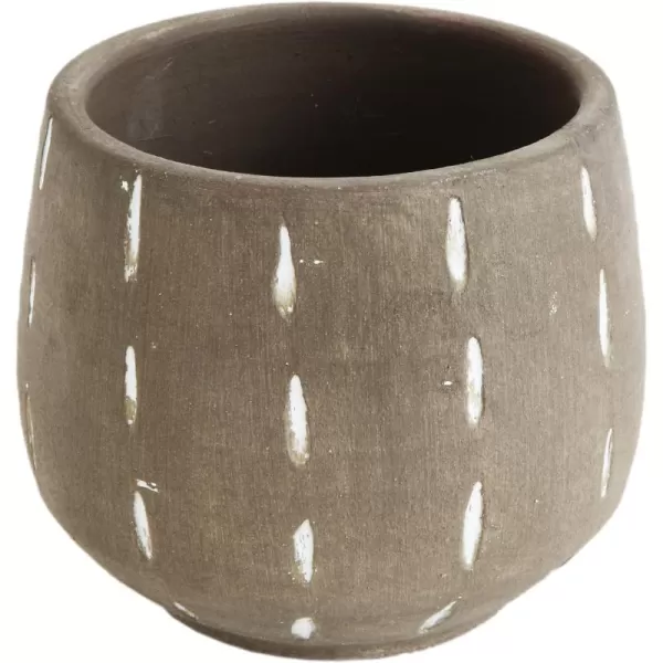 Creative CoOp DA7730 Glazed Terracotta Hand Painted Lines Planter Pot Grey