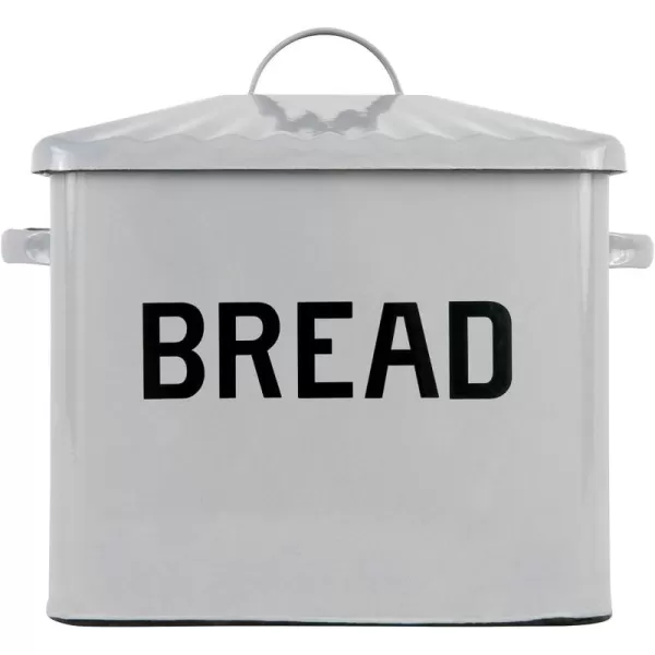 Creative CoOp Distressed White Bread Box with LidGrey