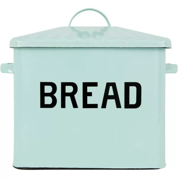 Creative CoOp Distressed White Bread Box with LidLight Blue