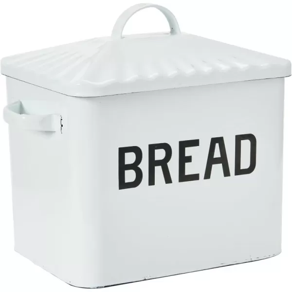 Creative CoOp Distressed White Bread Box with LidWhiteBlack