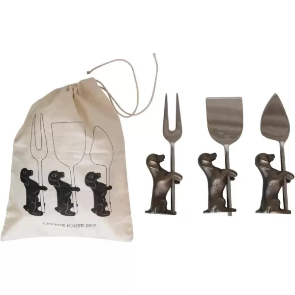 Creative CoOp Dog Stands Set of 6 Cheese Knives 7quotL x 2quotW x 1quotH Brass
