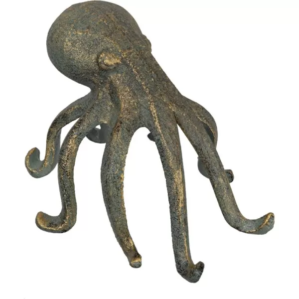 Creative CoOp Eclectic Cast Iron Octopus Figurine PhoneTablet Holder Dark BrownPatina
