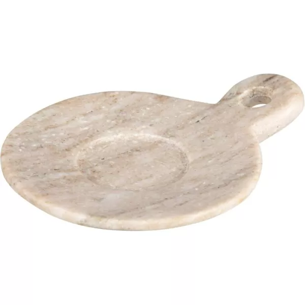 Creative CoOp HandCarved Marble Handle Grey Dish 6quotBeige