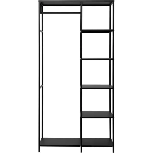 Creative CoOp Metal Shelf with 5 Shelves ampamp Rod KD Rack Black