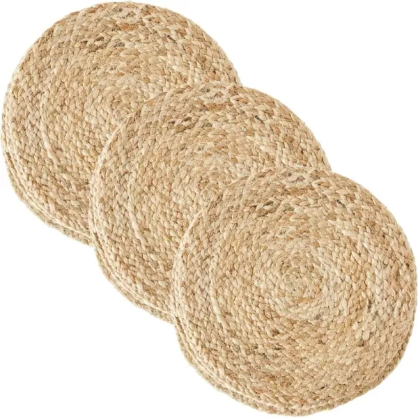 Creative CoOp Round Jute Woven Placemat 13DiningEntertainTextiles Brown Large1 Count Pack of 3