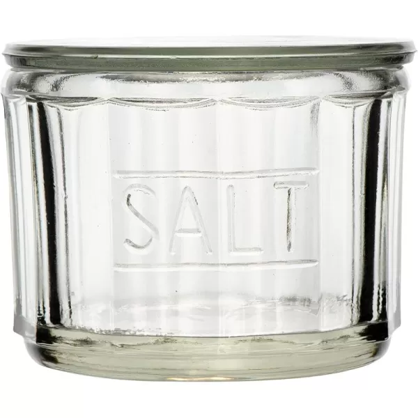 Creative CoOp Round Pressed Glass Salt Cellar