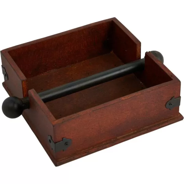 Creative CoOp Square Wood Napkin Holder with Metal BarBrown
