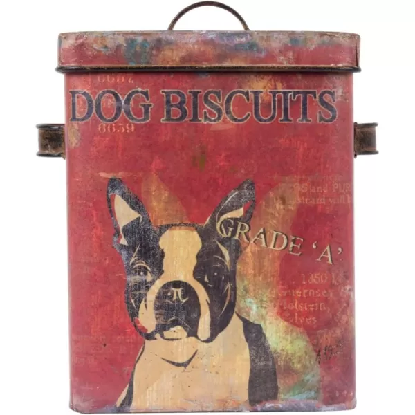 Creative CoOp Vintage Tin Dog Biscuit Container with Boston Terrier