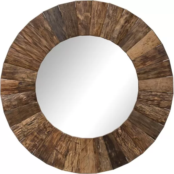 Creative CoOp Wood Slat Round Wall Mirror Natural